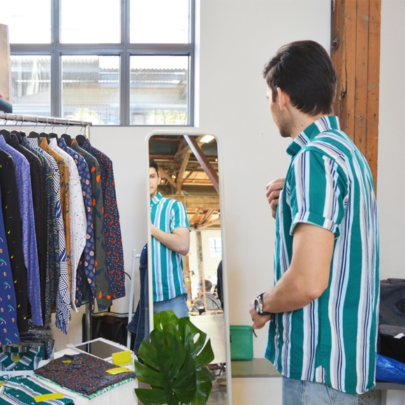 Retro Stripe Printed Short Sleeve Shirt - Picture 6 of 6